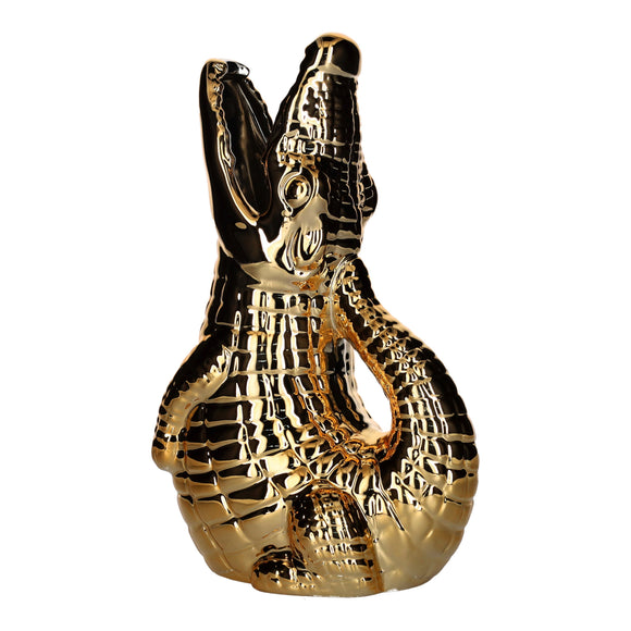 Guld krokodille vase i keramik