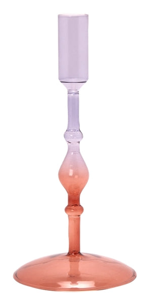 Glas lysestage, bordeaux/lilla, 22xø10 cm fra EJA
