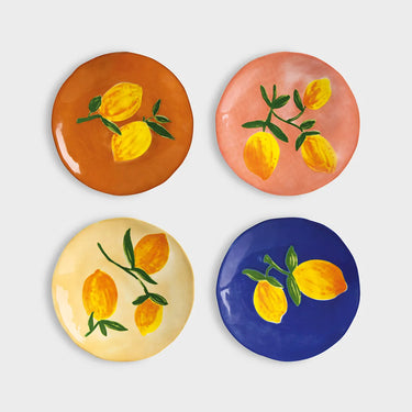 Citron tallerken sæt i fuld farve, 4 stk. fra klevering