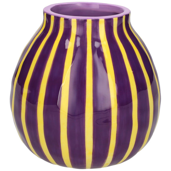 Lille lilla-gul stribet vase i dolomit