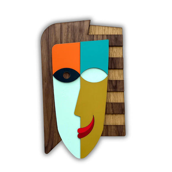 Abstrakt maske 28 X 44 cm - vægdekoration fra Umasqu - unik boligindretning