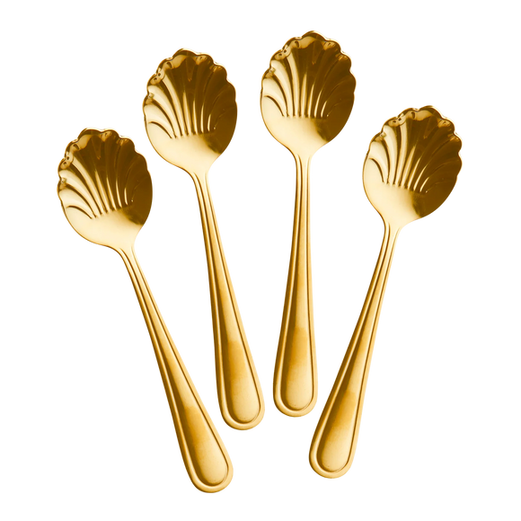 Guld ske i Rustfri Stål - sæt med 4 stk fra Rice - unik boligindretning