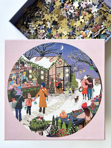 Christmas market rundt puslespil med 1.000 brikker fra ViSSEVASSE
