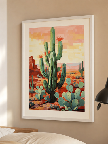 Cactus 01 plakat i ramme på væg